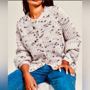 And Other Stories Gray Speckled Knit Cardigan